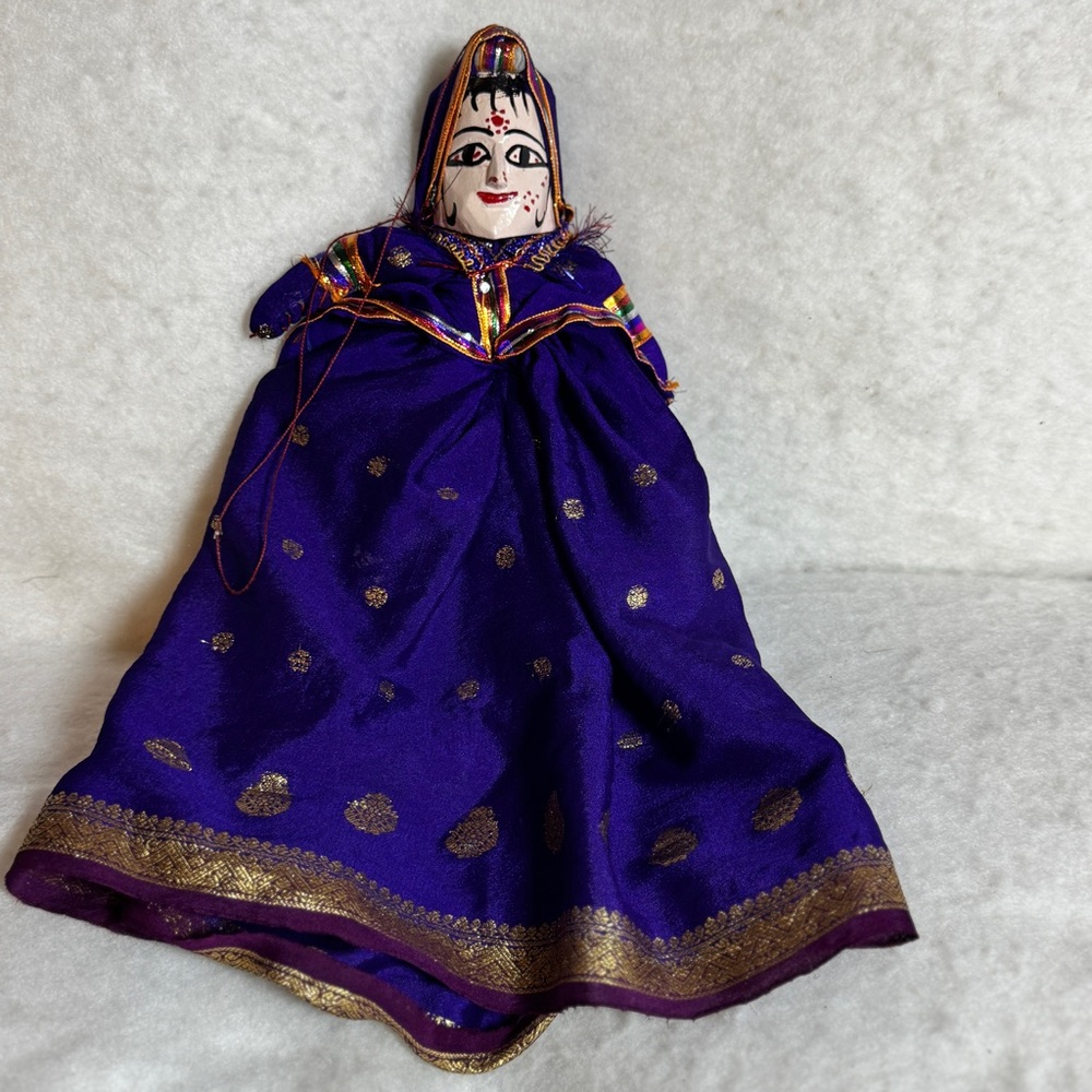 Vintage Indian Rajasthani Kathputli Woman/Man Reversible Double Puppet Doll
